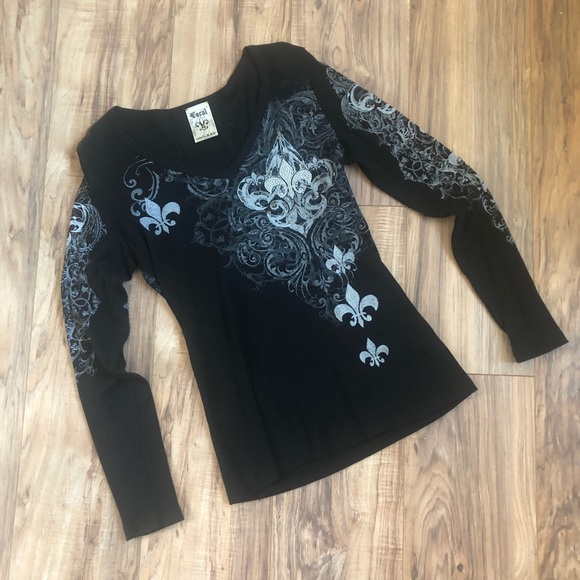 Vocal Tops - NWOT Vocal Long Sleeve Bling Ribbed Shirt